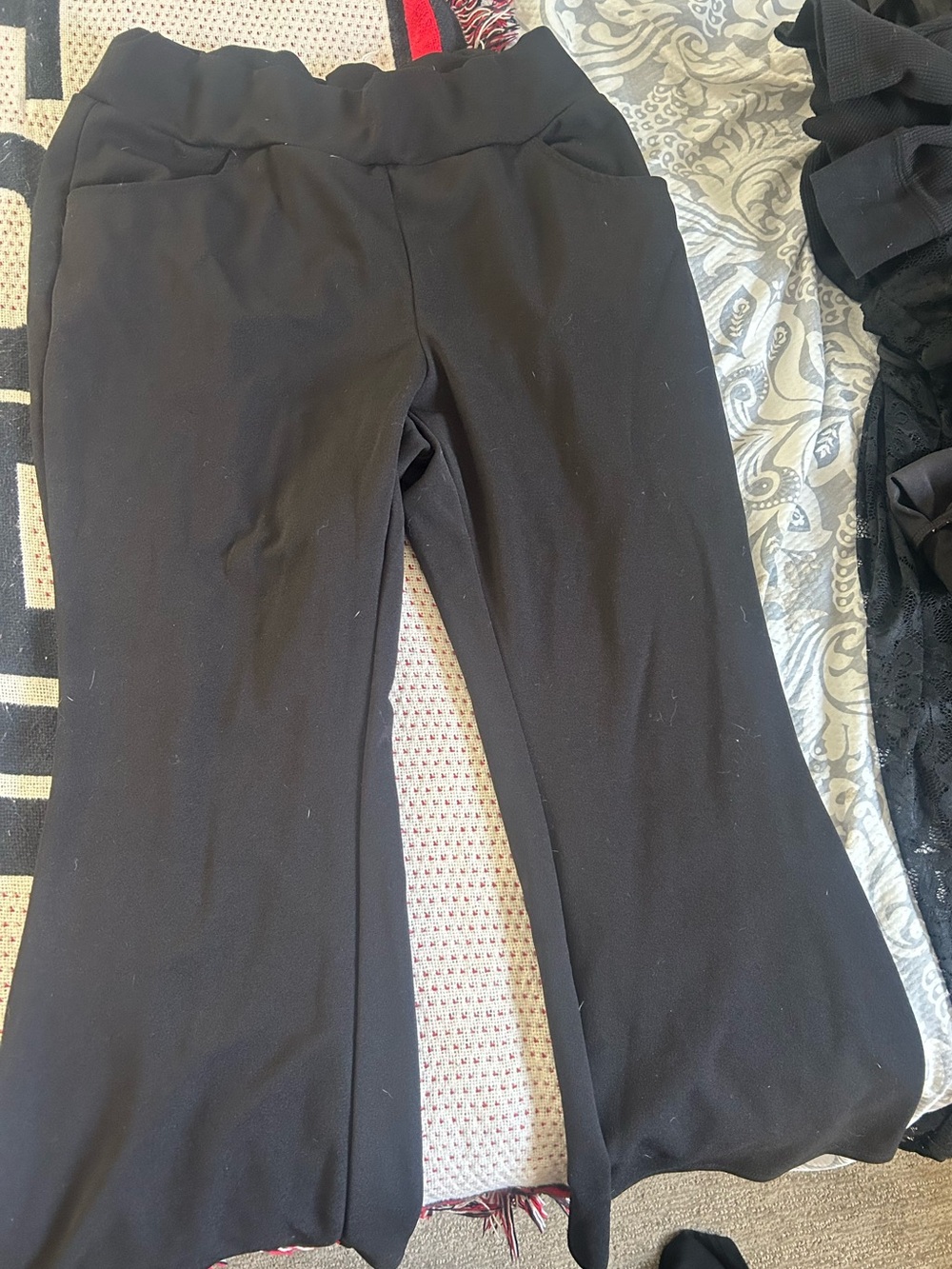 SHEIN Black Curve 1XL Ponte Flare Pants